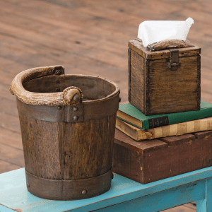 Bucket & Old Crate Antler Waste Basket and Tissue 